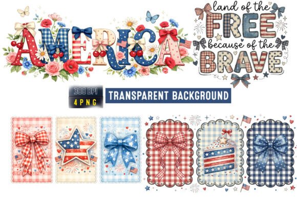 America Patriotic PNG Bundle 4th July Design Essentials