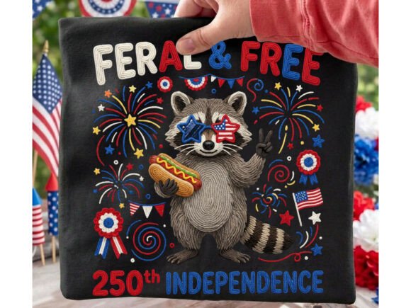 Feral & Free: A Patriotic Raccoon PNG for Modern Design