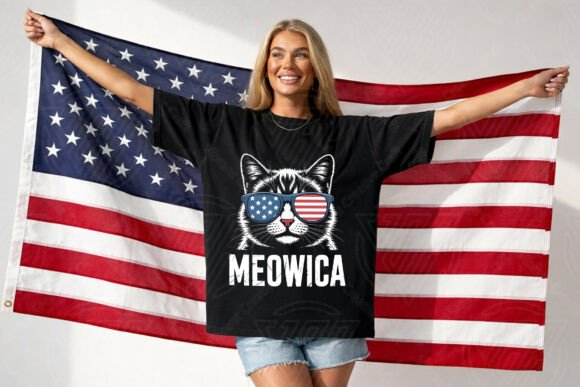 Meowica Funny Cat USA 250th Freedom PNG: A Design Asset