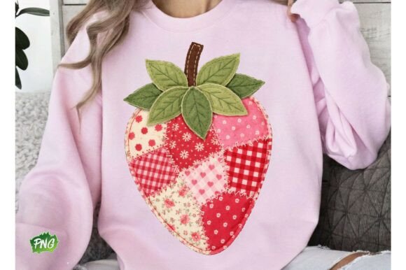 Patchwork Strawberry PNG: A Fresh Design Asset