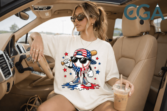 Patriotic Baseball Bleach Drip PNG: Dynamic Design Asset