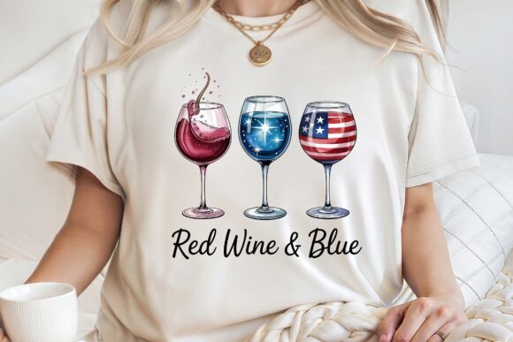 Patriotic Design: Red Wine & Blue PNG for 4th of July