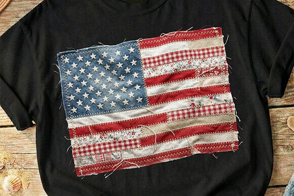 Patriotic Textures: Faux Yarn American Eagle 4th of July Design