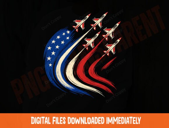 Patriotic USA Flag Fighter Jets PNG: Design for the 4th